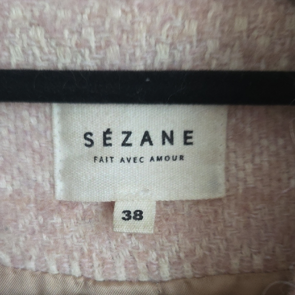 SÉZANE Pink Wool Blend Shawl Collar Coat Soft Rose Melange Size 38 M - Picture 8 of 15